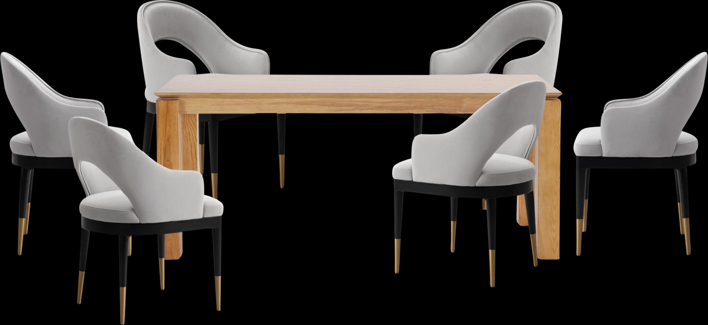 Fischbeck Natural and Light Gray 7 Pc Dining Table Set - Thumbnail - Image 1