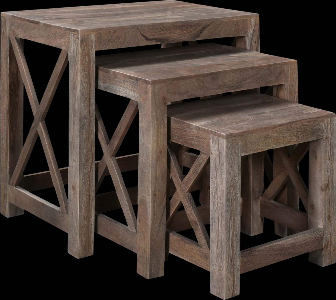Fishamble Brown Nesting Tables, Set of 3 - Thumbnail - Image 1