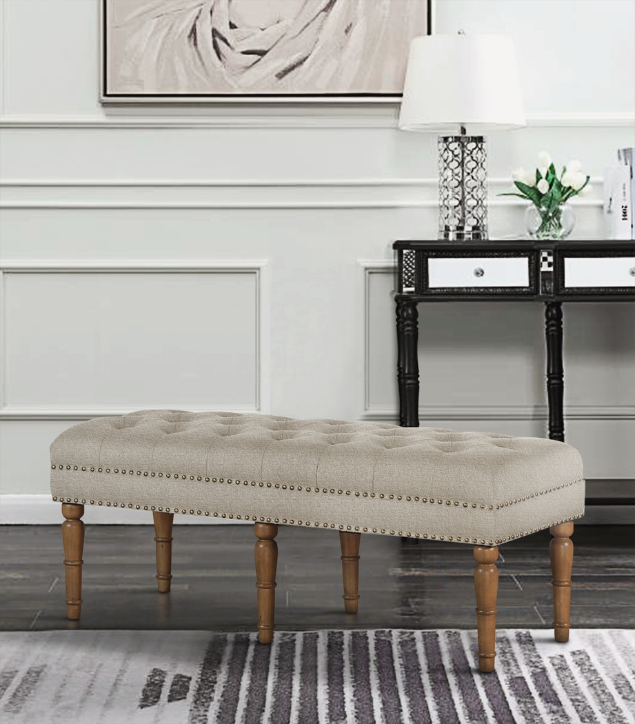 Fittonia Beige Upholstered Bench - Thumbnail - Image 3