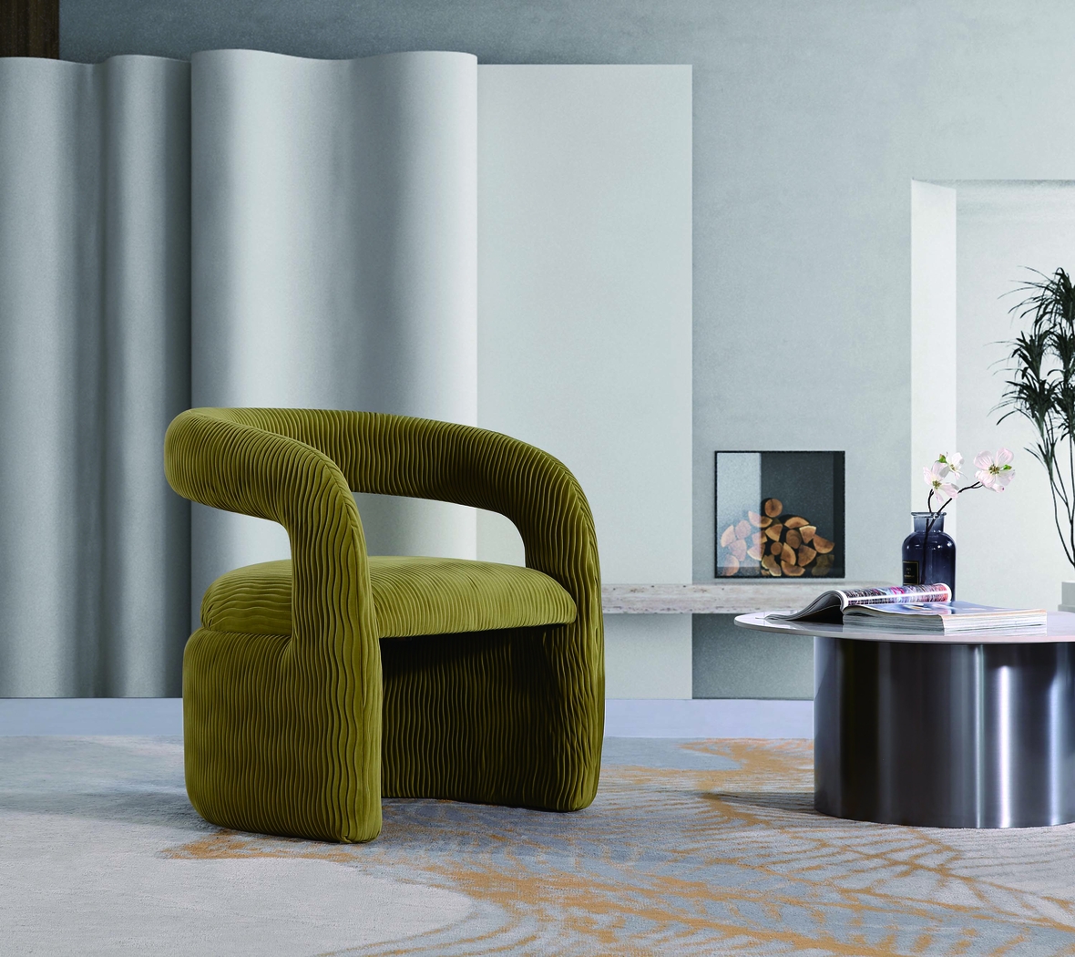 Flaminian Olive Green Arm Chair - Thumbnail - Image 2