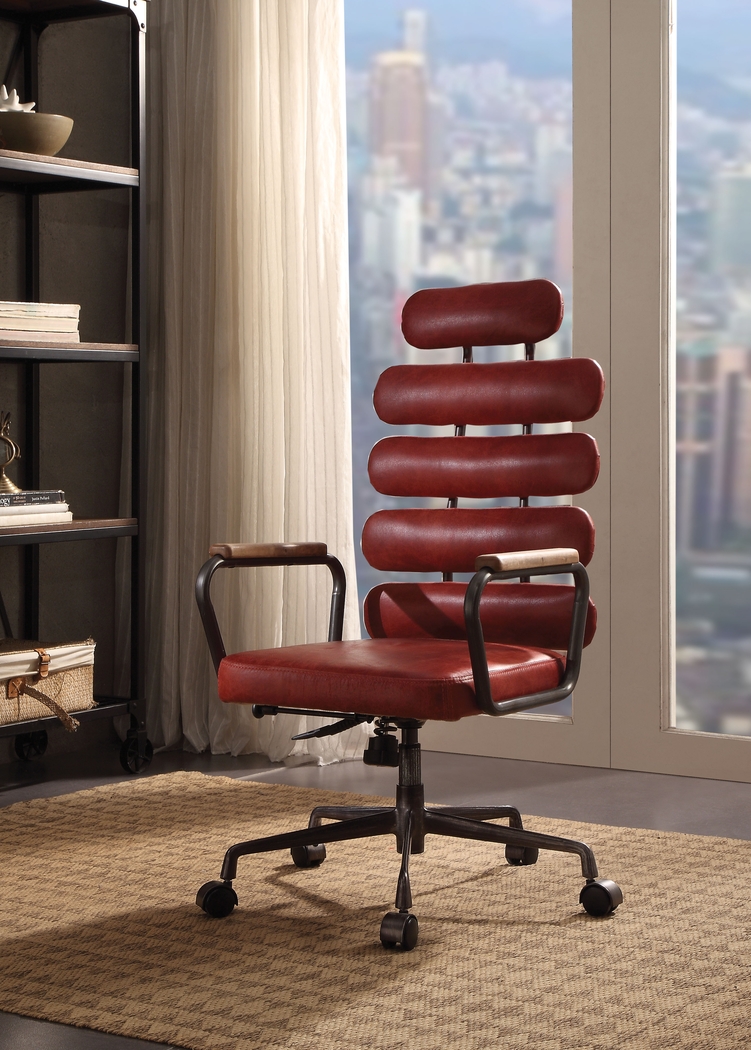 Flatburn Red Swivel Desk Chair - Thumbnail - Image 2