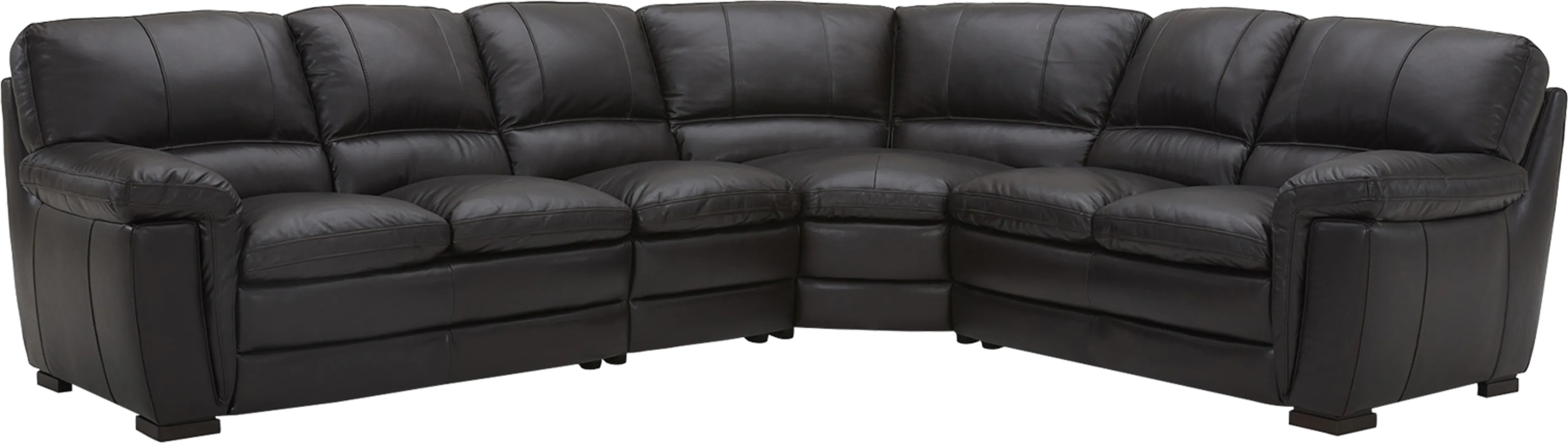 Fletcher Park Walnut Leather 4 Pc Sectional - Thumbnail - Image 1