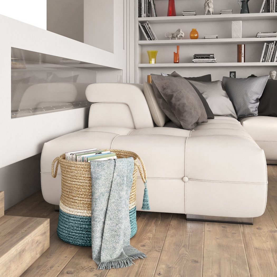 Flinar Tan/Teal 17 in. Basket - Thumbnail - Image 3