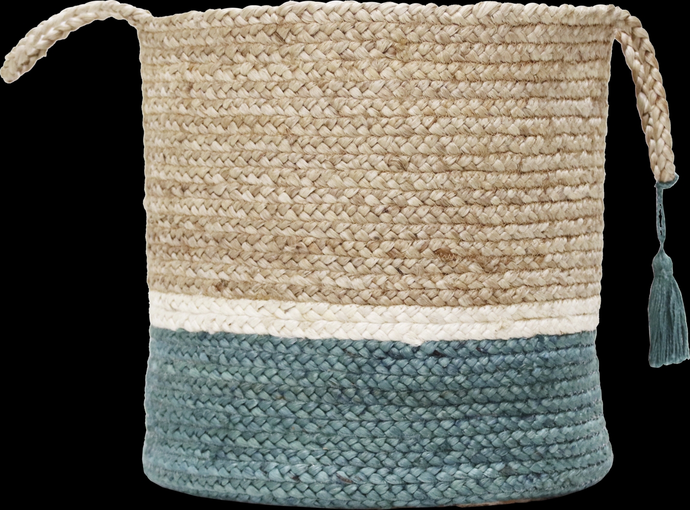 Flinar Tan/Teal 17 in. Basket - Thumbnail - Image 1
