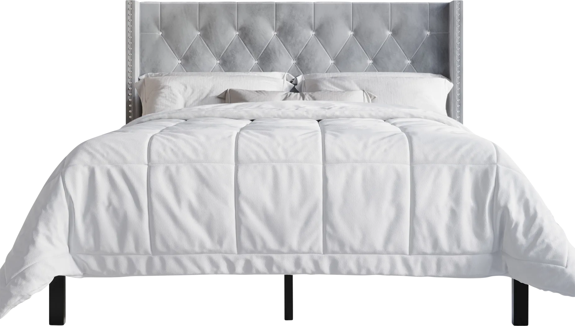 Flintrow Light Gray Full Bed with 2 Nightstands - Thumbnail - Image 3