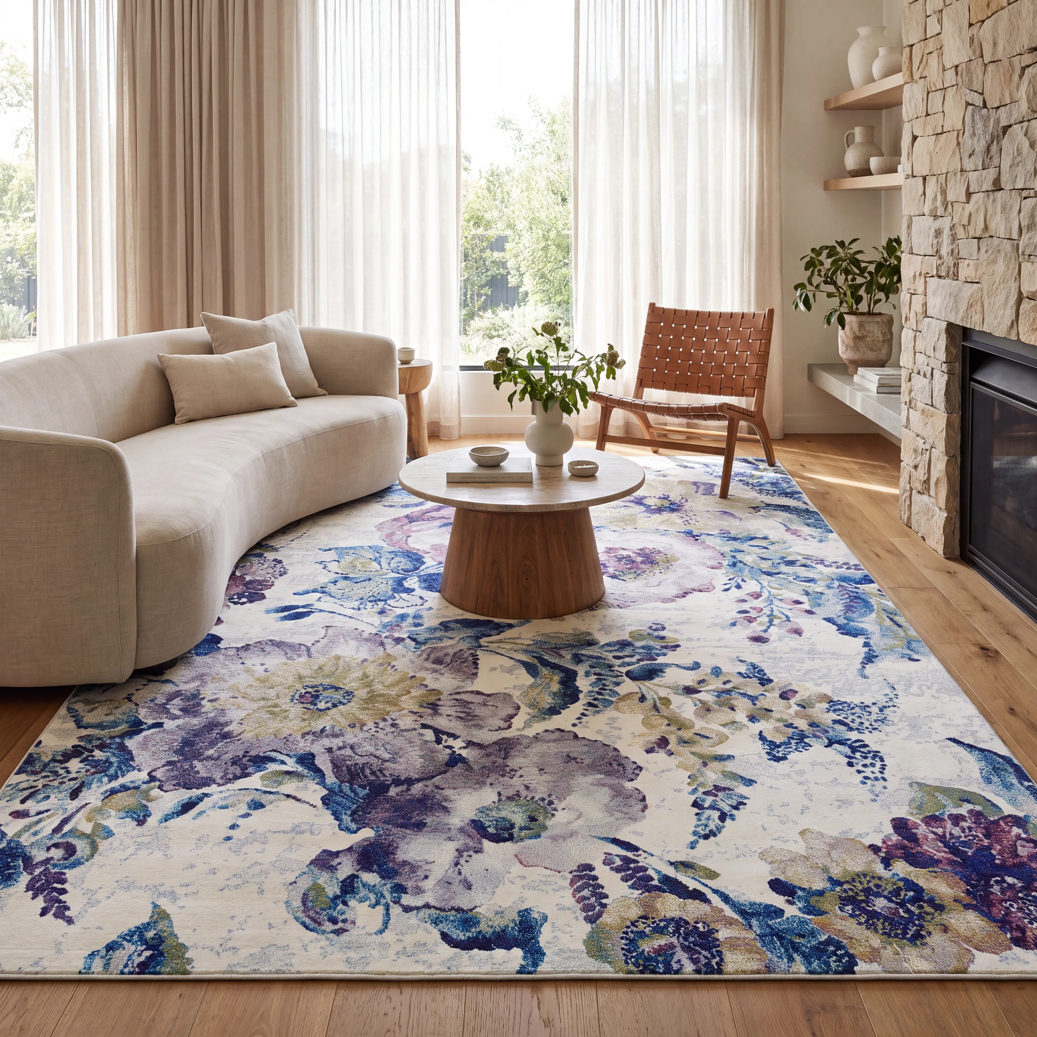 Floral Chic Blue 3'11 x 5'3 Rug - Thumbnail - Image 2