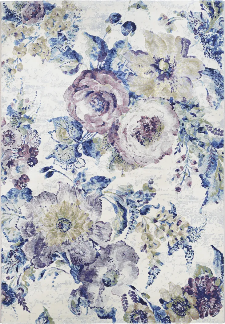 Floral Chic Blue 7'10 x 11'2 Rug - Thumbnail - Image 1