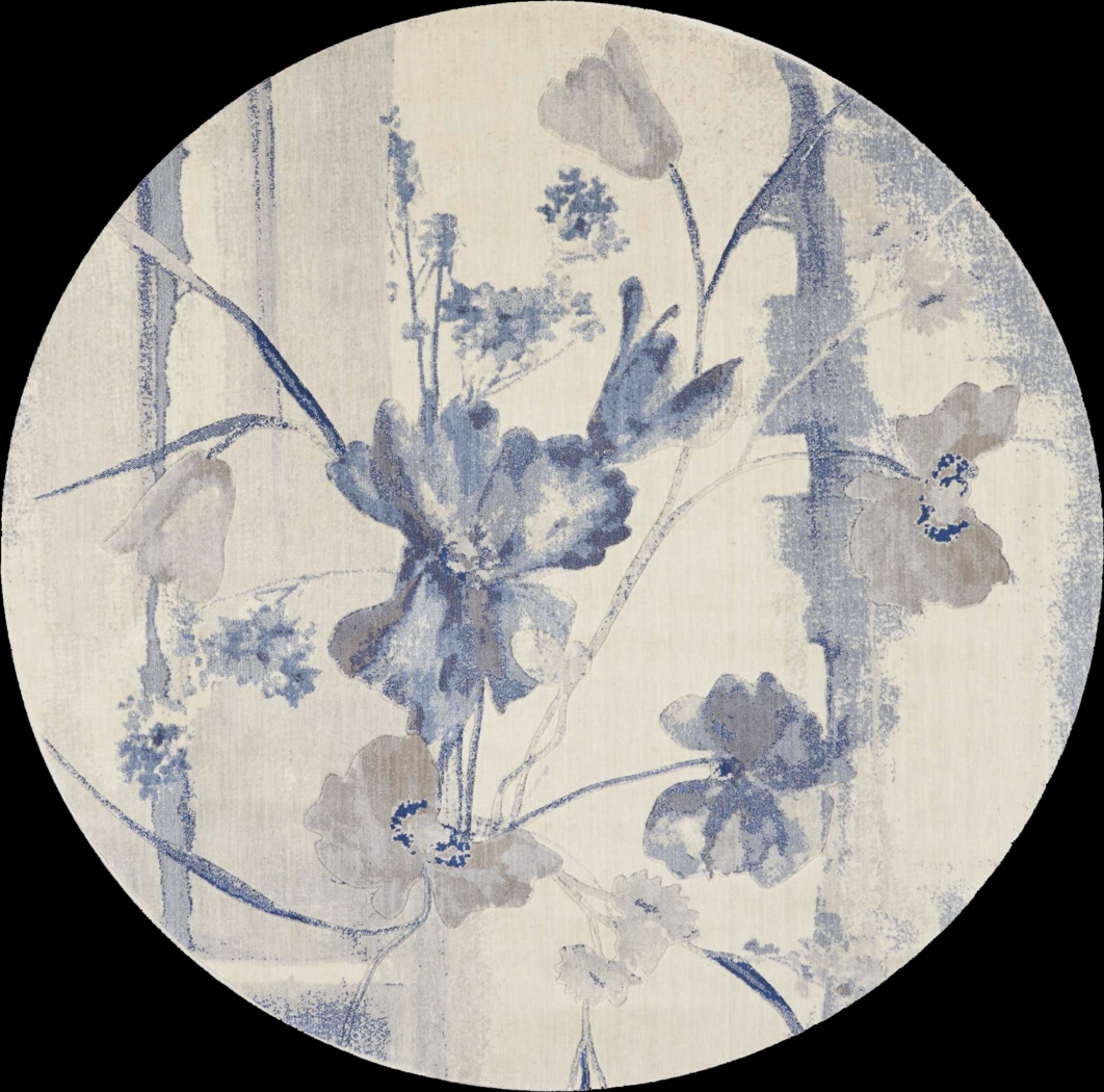 Floral Dreams Blue 5'6 Round Rug - Thumbnail - Image 1