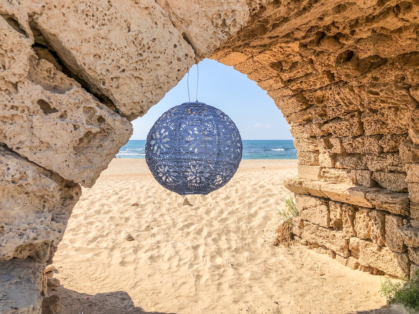 Floral Medallion Blue Outdoor Solar Lantern - Thumbnail - Image 4