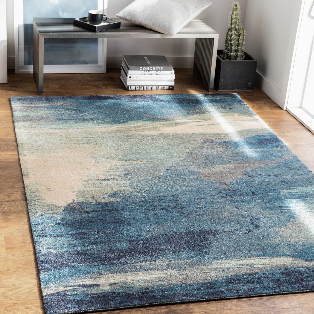 Florines Blue 6'7 x 9' Rug - Thumbnail - Image 3