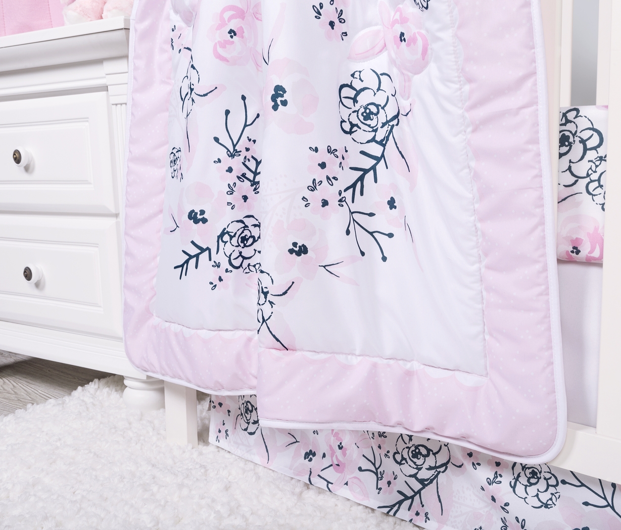 Flower Fantasy White 4 Pc Baby Bedding Set - Thumbnail - Image 10