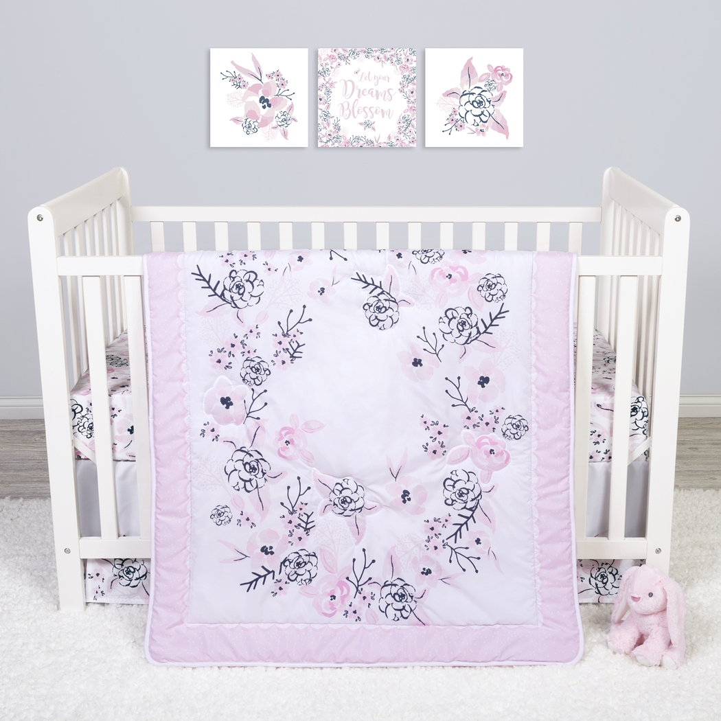 Flower Fantasy White 4 Pc Baby Bedding Set - Thumbnail - Image 1