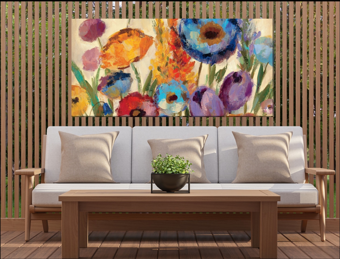 Flower Field Orange Indoor/Outdoor Wall Art - Thumbnail - Image 2