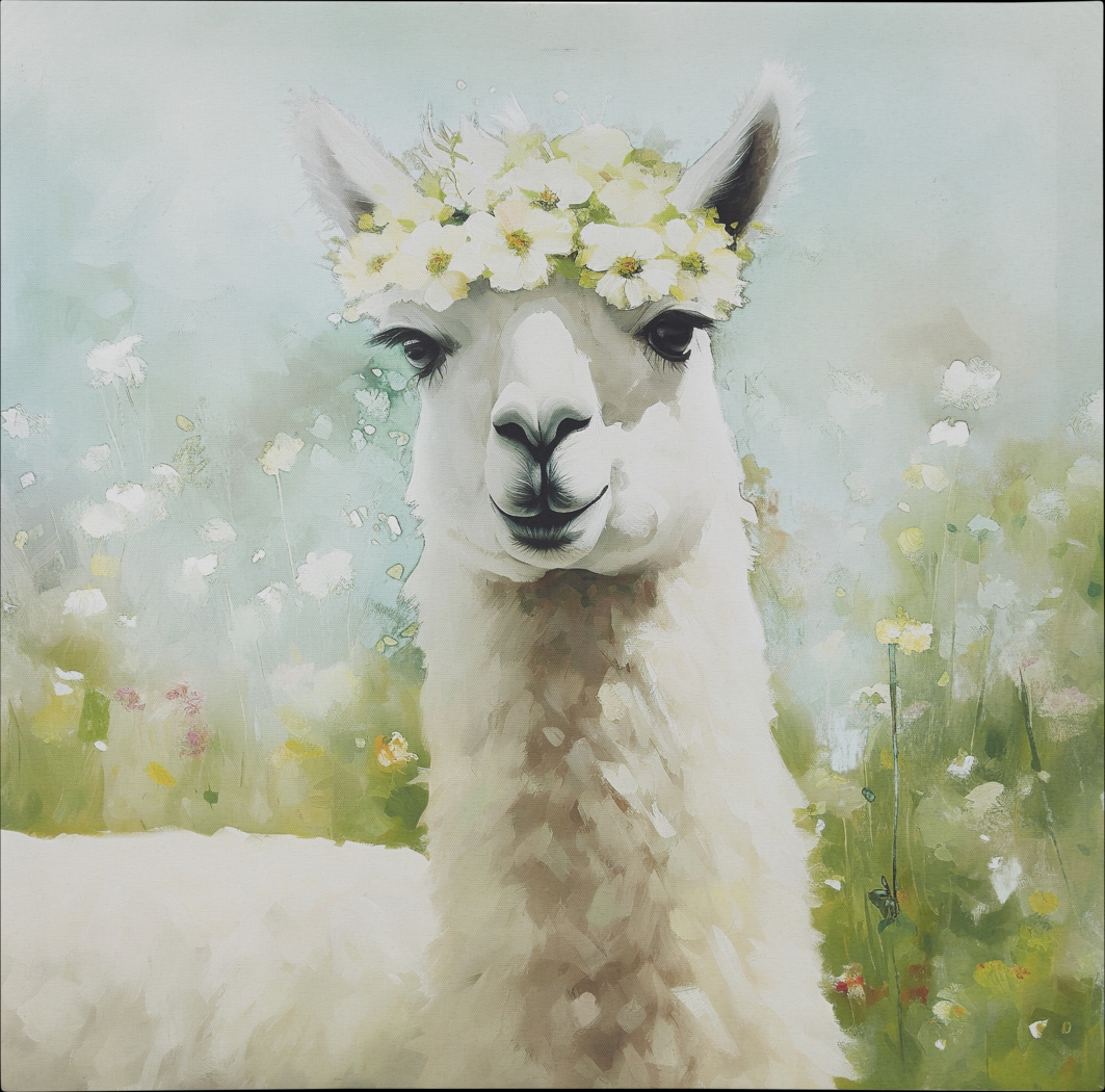 Flower Llama Green Wall Decor - Thumbnail - Image 1