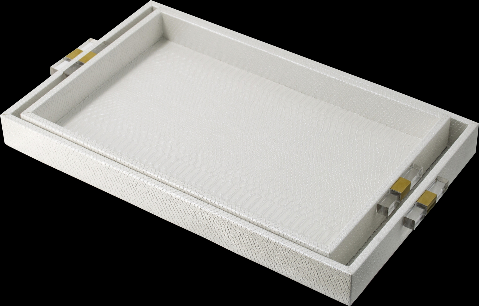 Flowerstones I Off White Tray, Set of 2 - Thumbnail - Image 1