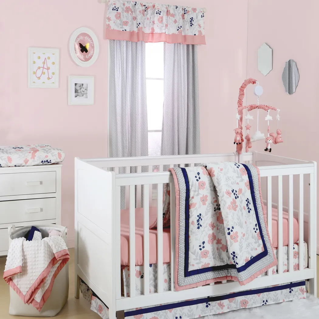 Flowery Dreams Coral 3 Pc Baby Bedding Set - Thumbnail - Image 1