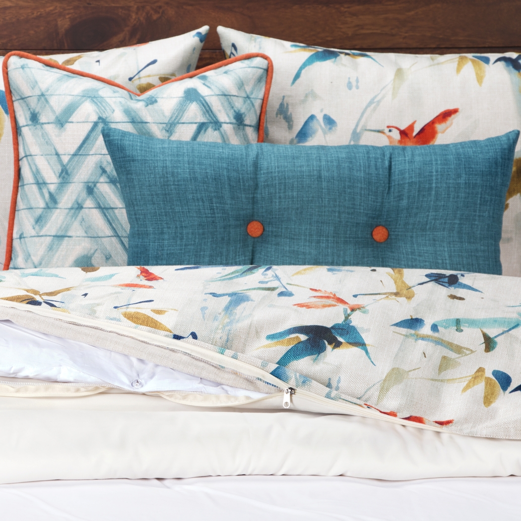 Flowton Trace Blue 11 Pc Queen Duvet Set - Thumbnail - Image 2