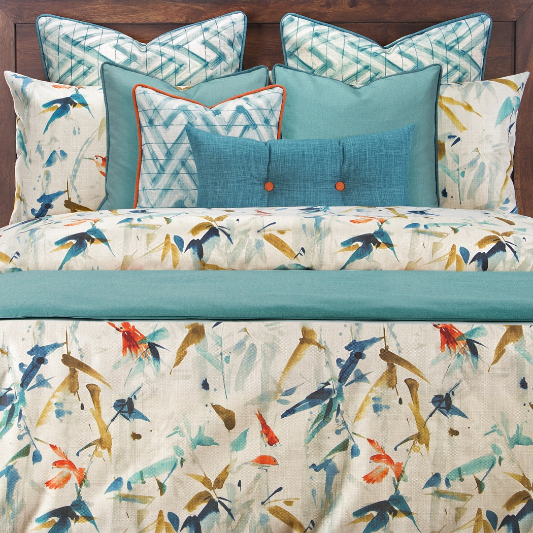 Flowton Trace Blue 11 Pc Queen Duvet Set - Thumbnail - Image 3