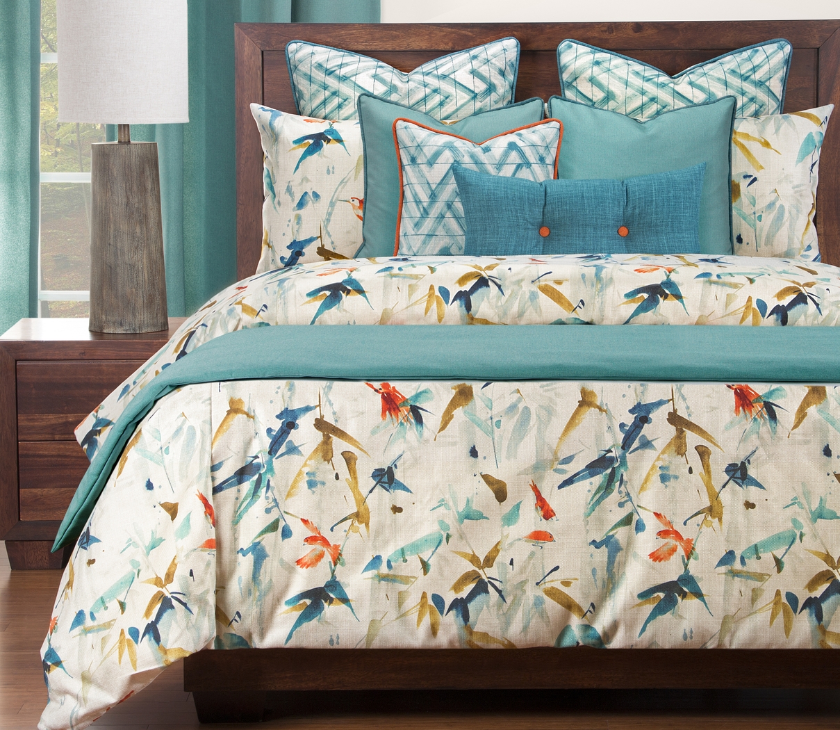 Flowton Trace Blue 11 Pc Queen Duvet Set - Thumbnail - Image 1