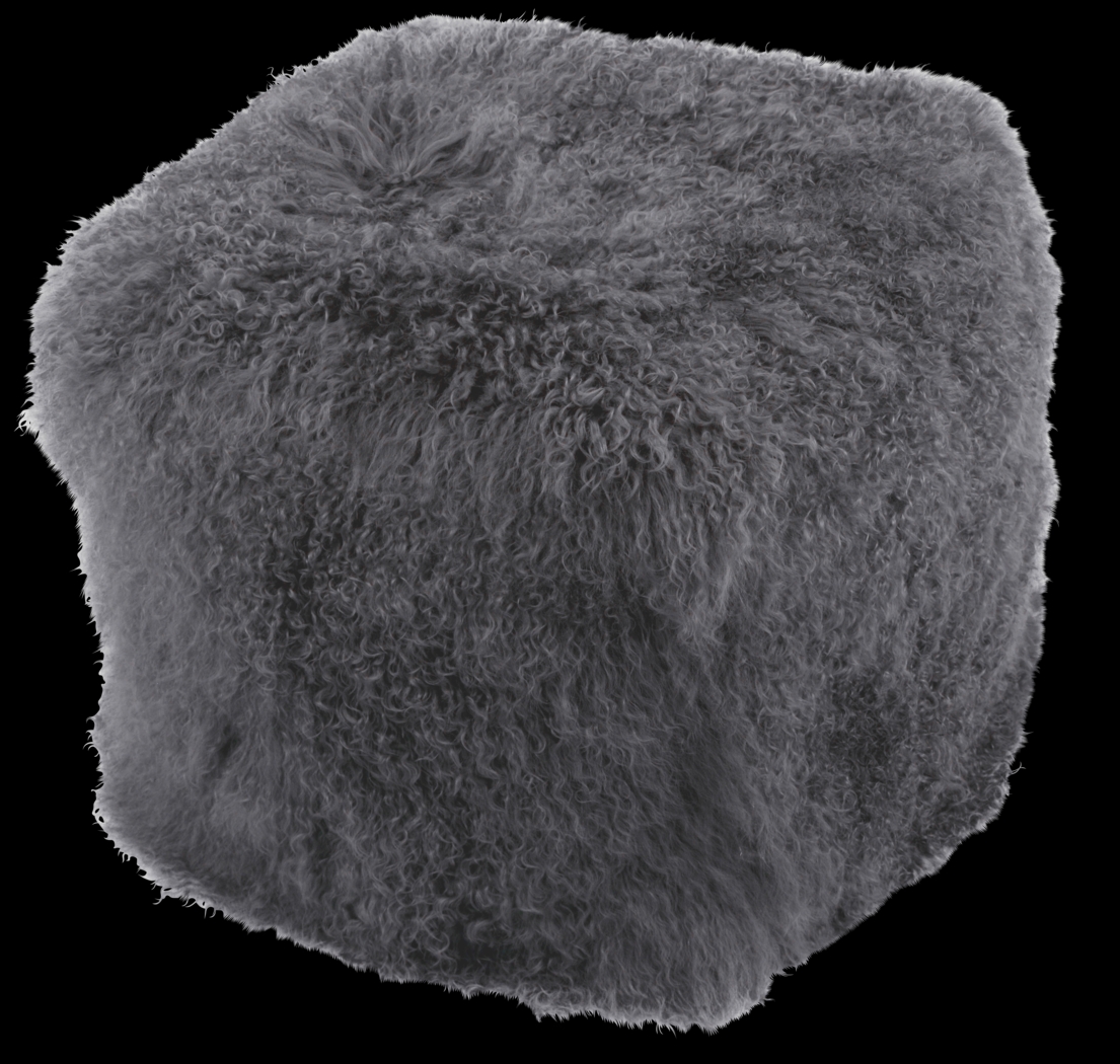 Fluffy Square Gray Pouf - Thumbnail - Image 1