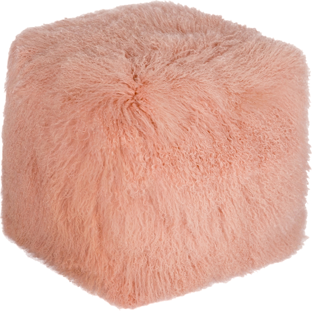Fluffy Square Pink Pouf - Thumbnail - Image 1