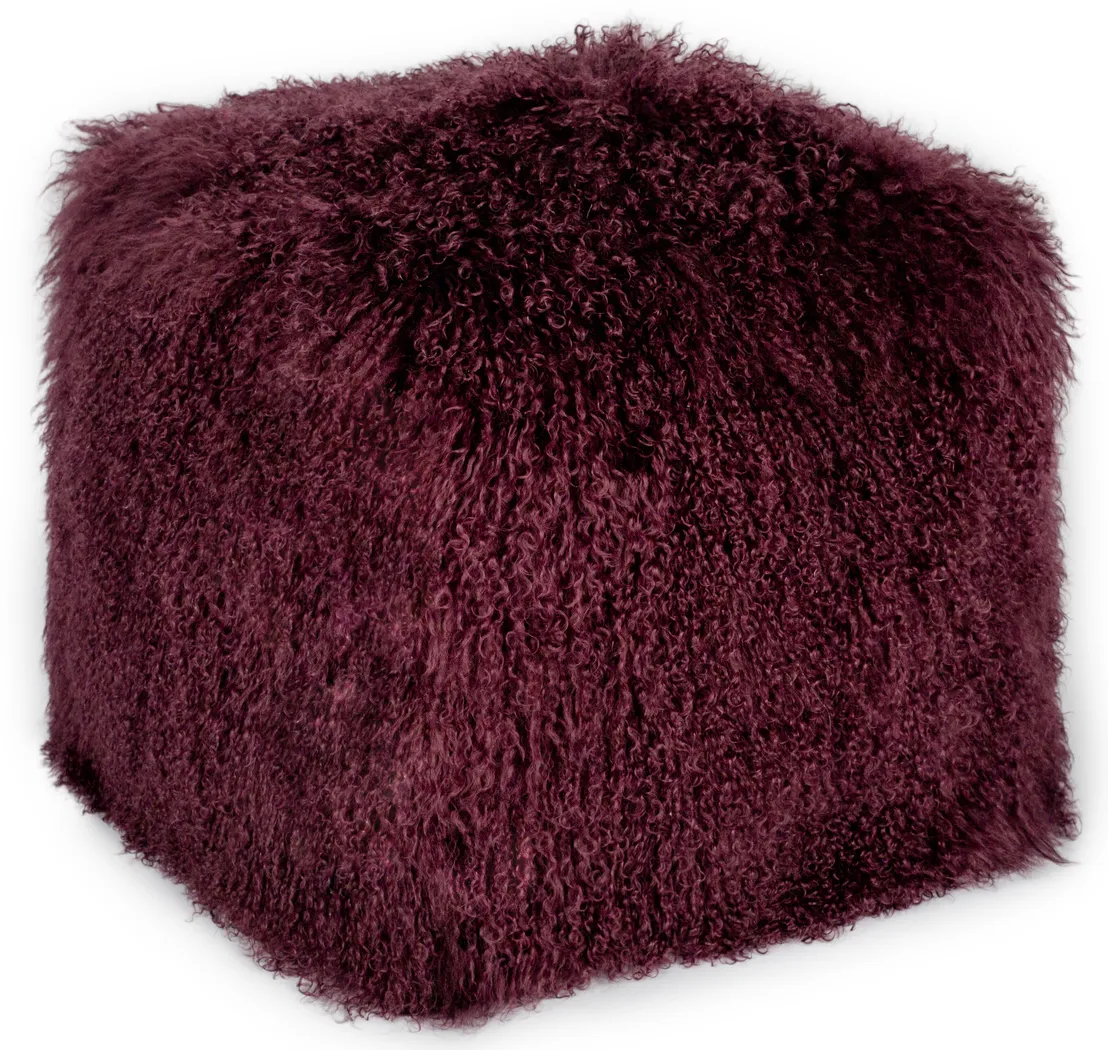 Fluffy Square Purple Pouf - Thumbnail - Image 1