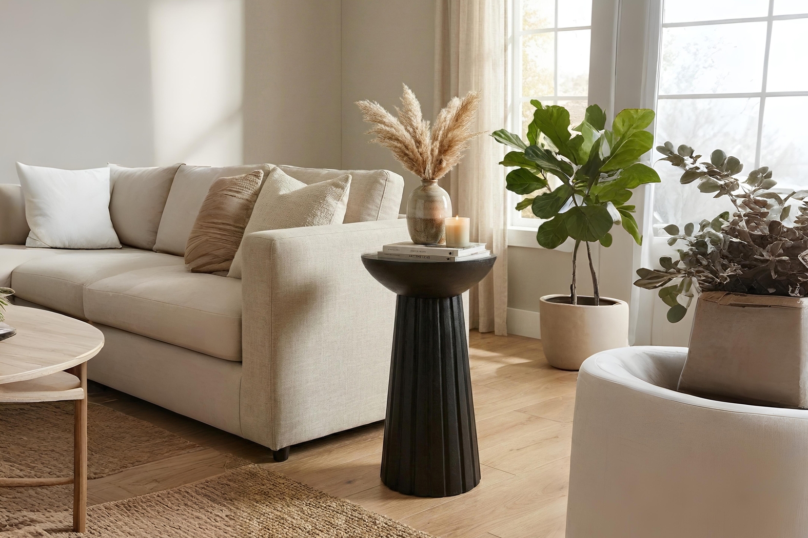 Flute Ridge Black Accent Table - Thumbnail - Image 2