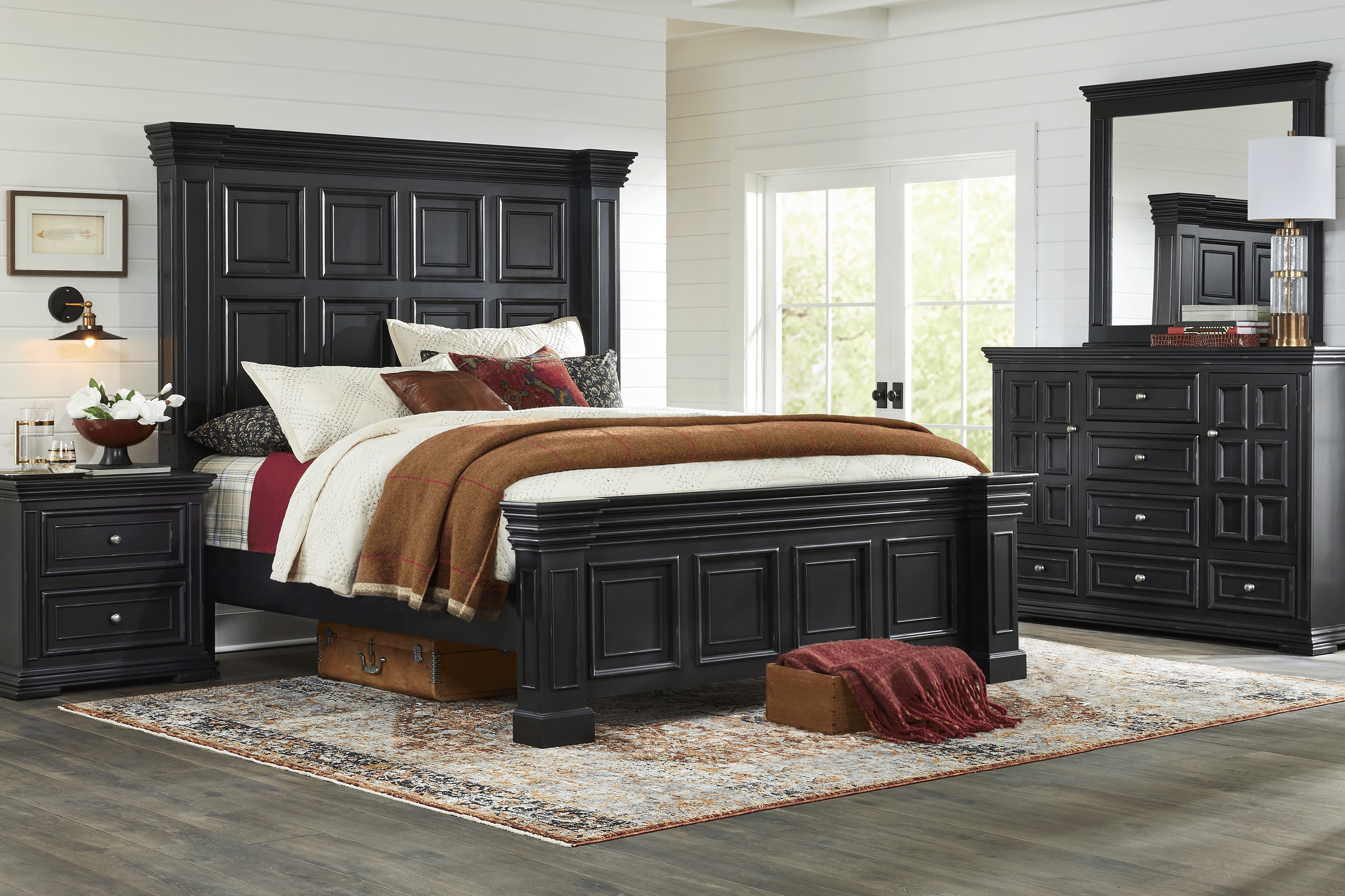 Folkston Bay Black 7 Pc Queen Bedroom - Thumbnail - Image 1