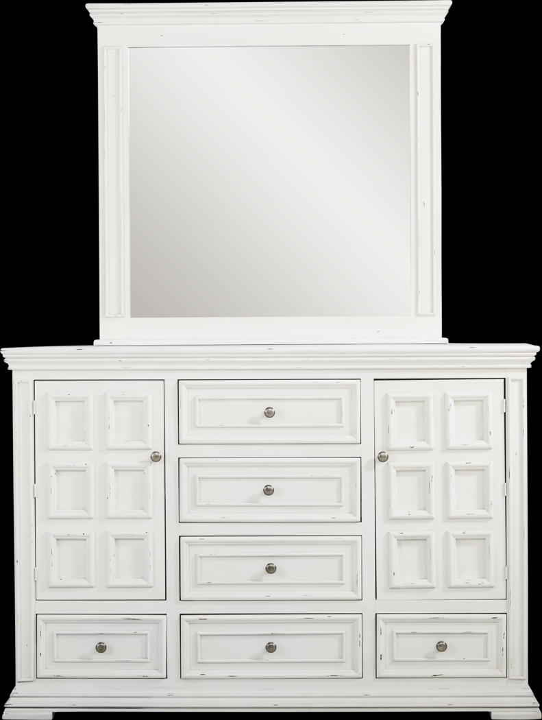 Folkston Bay White 2 Pc Dresser and Mirror - Thumbnail - Image 1