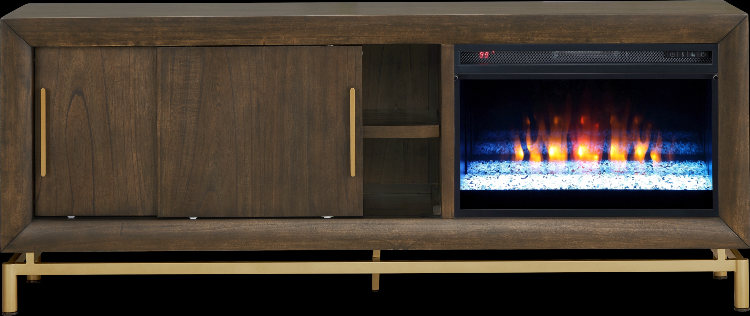 Fontaine Brown 74" Console with Electric Fireplace - Thumbnail - Image 3