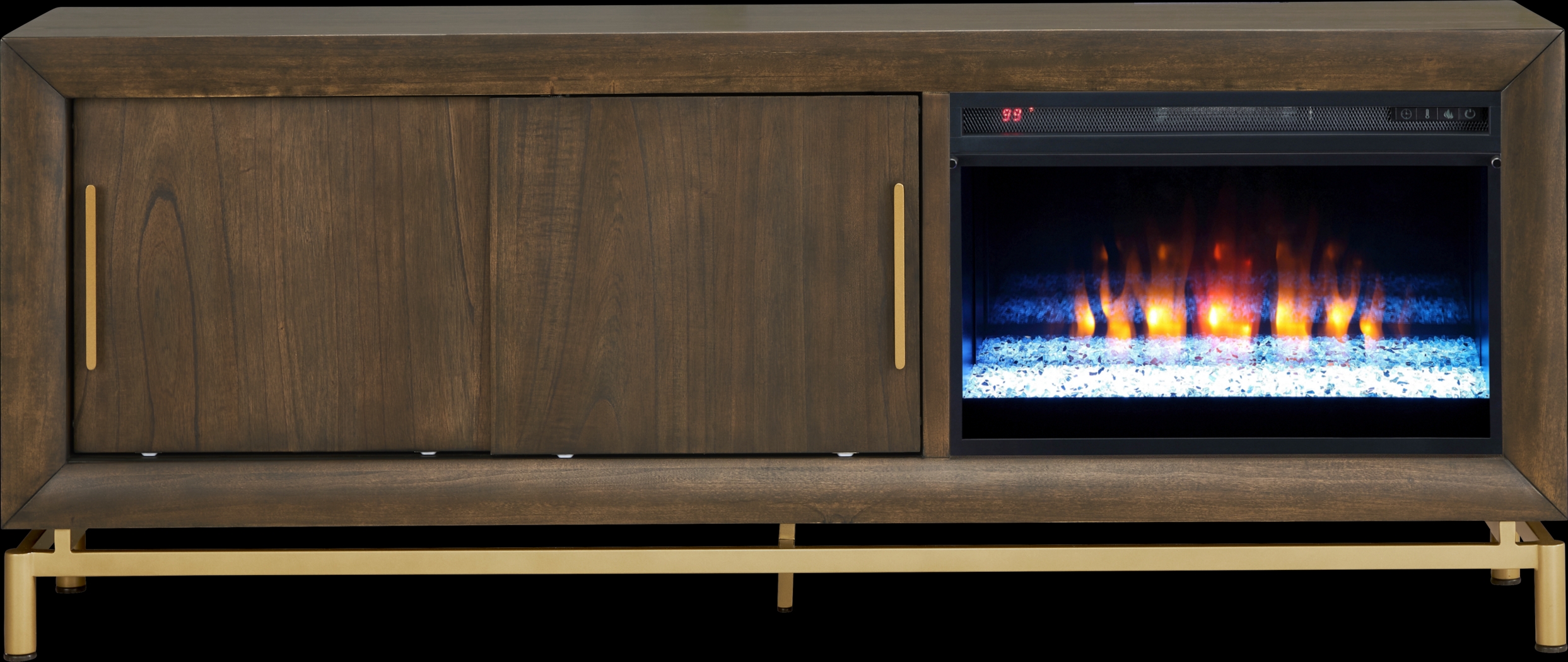Fontaine Brown 74" Console with Electric Fireplace - Thumbnail - Image 1