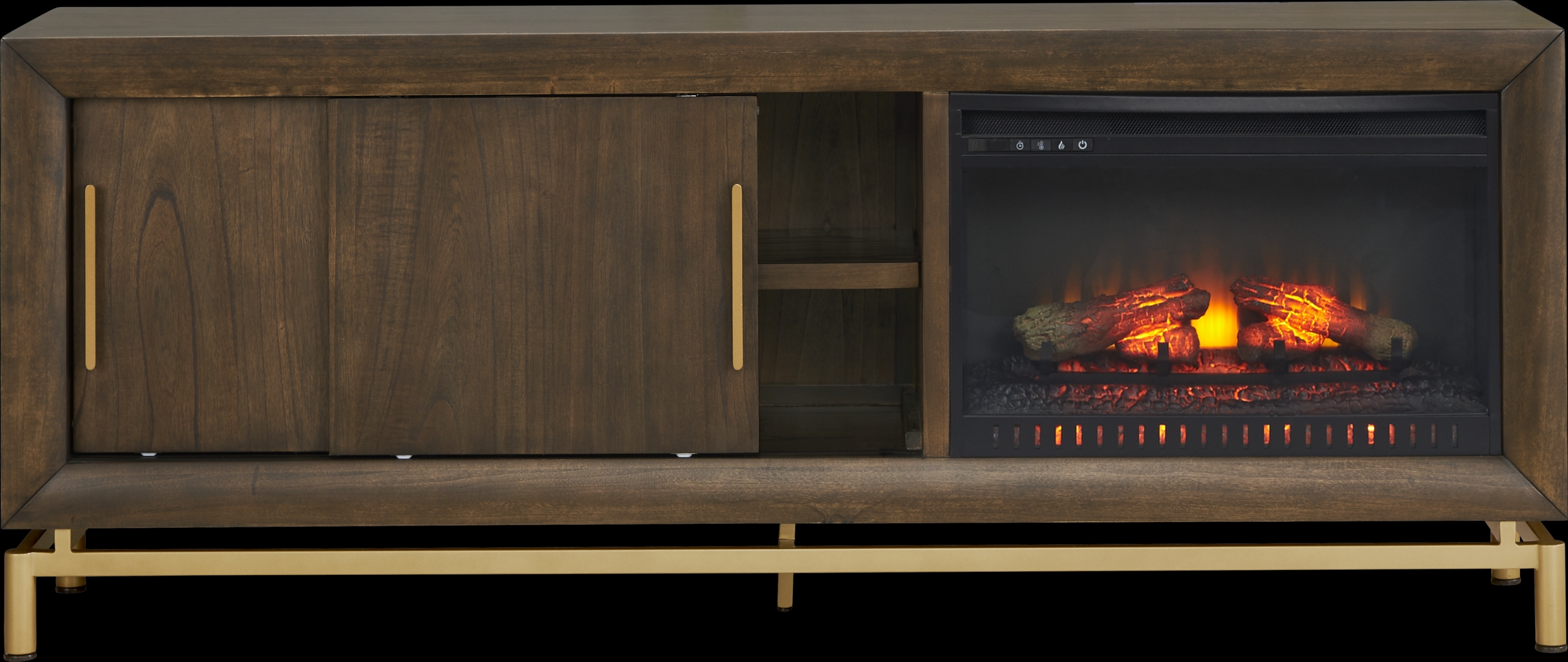 Fontaine Brown 74" Console with Electric Log Fireplace - Thumbnail - Image 3