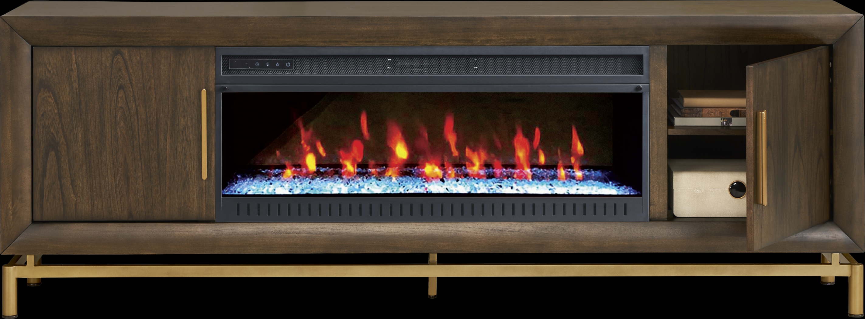 Fontaine Brown 84" Console with Electric Fireplace - Thumbnail - Image 2