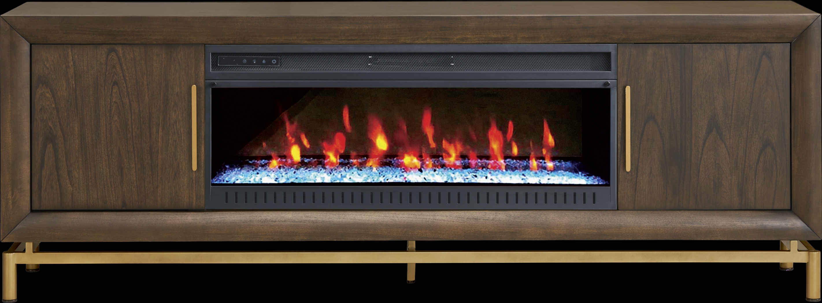 Fontaine Brown 84" Console with Electric Fireplace - Thumbnail - Image 1
