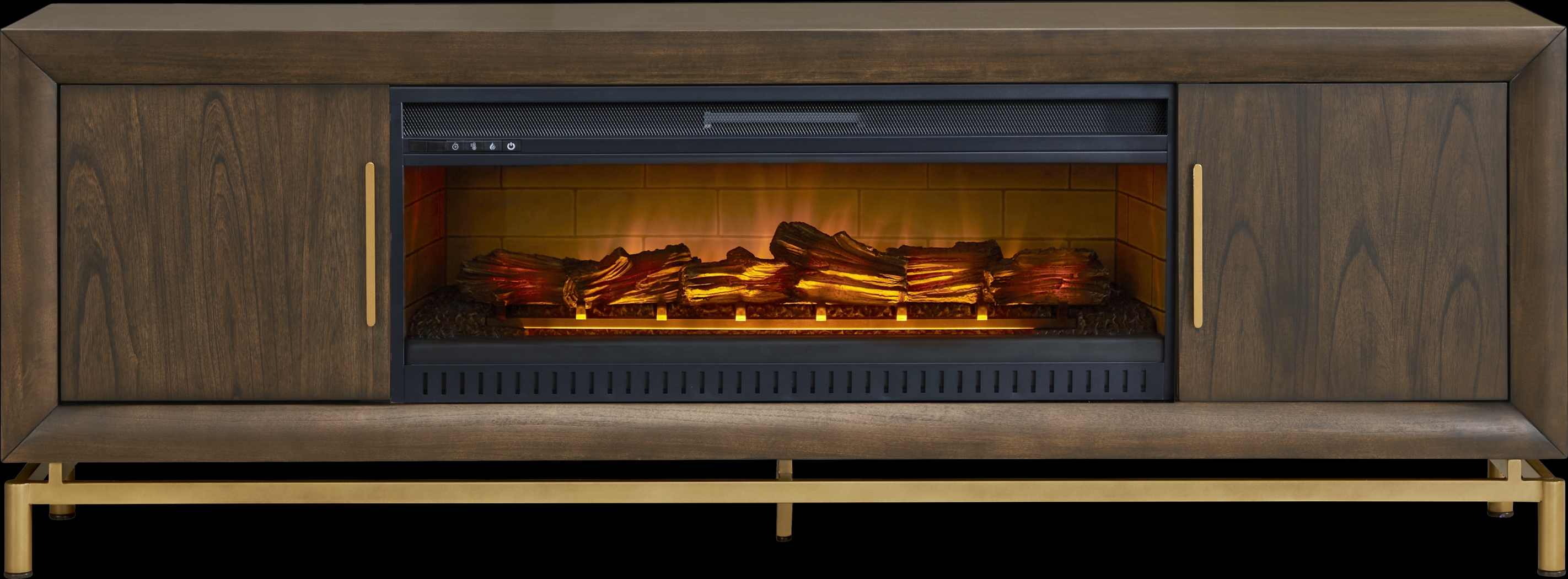 Fontaine Brown 84" Console with Electric Log Fireplace - Thumbnail - Image 1