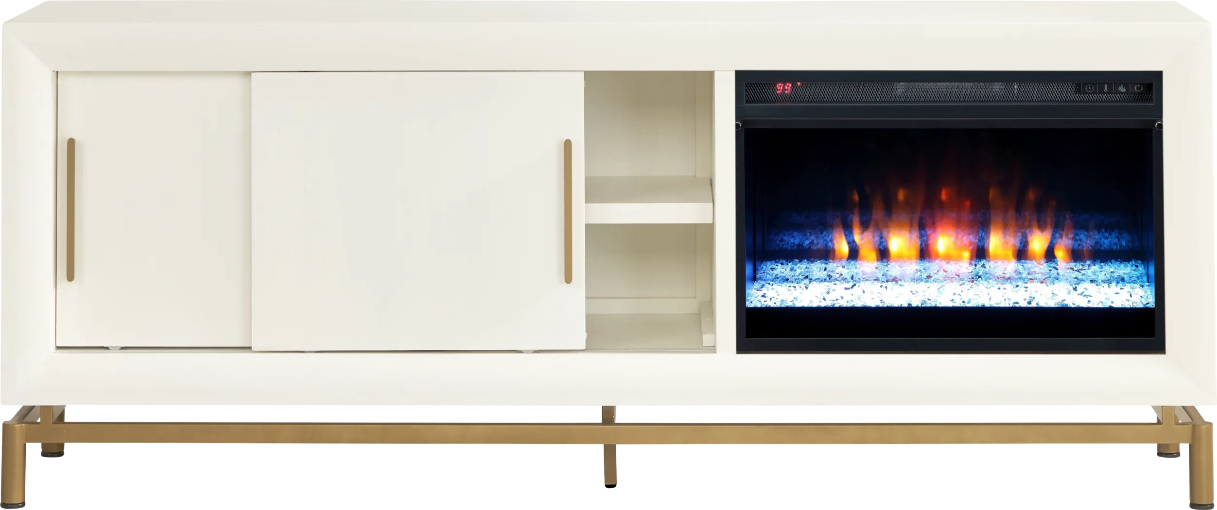 Fontaine White 74" Console with Electric Fireplace - Thumbnail - Image 3