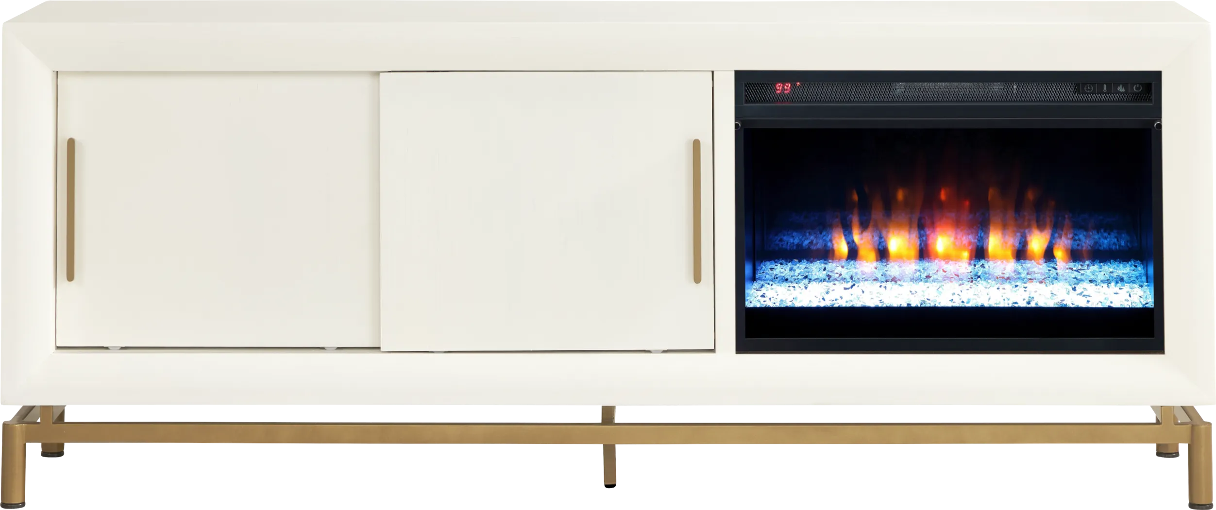 Fontaine White 74" Console with Electric Fireplace - Thumbnail - Image 1
