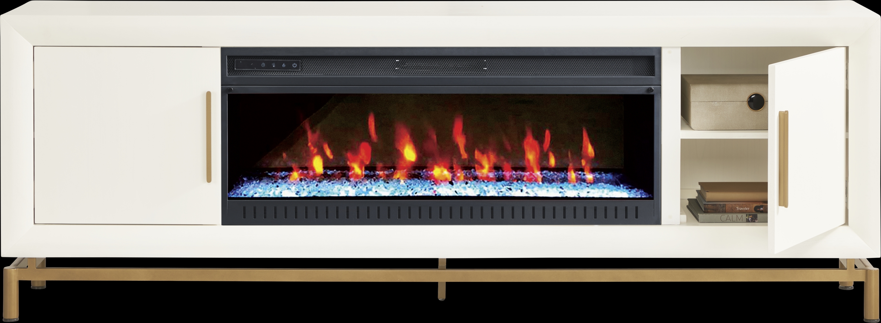 Fontaine White 84" Console with Electric Fireplace - Thumbnail - Image 2