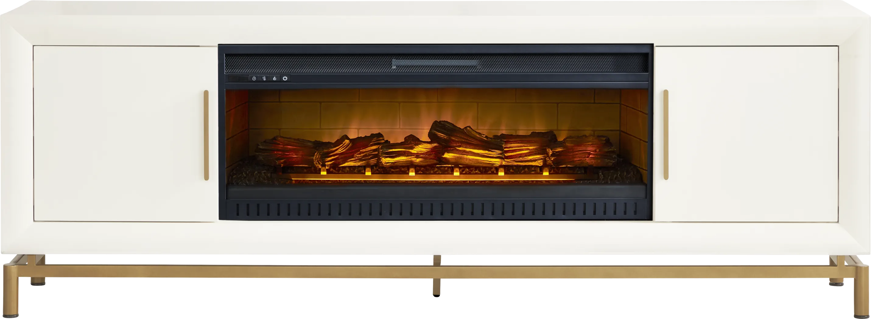 Fontaine White 84" Console with Electric Log Fireplace - Thumbnail - Image 1