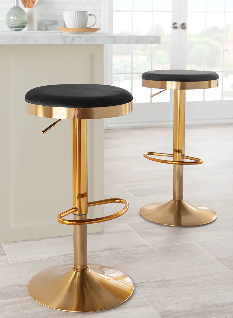 Foremere Black Velvet Swivel Barstool, Set of 2 - Thumbnail - Image 4
