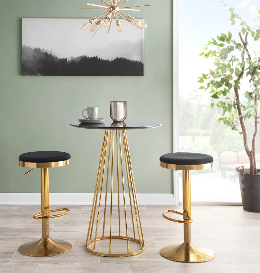 Foremere Black Velvet Swivel Barstool, Set of 2 - Thumbnail - Image 7