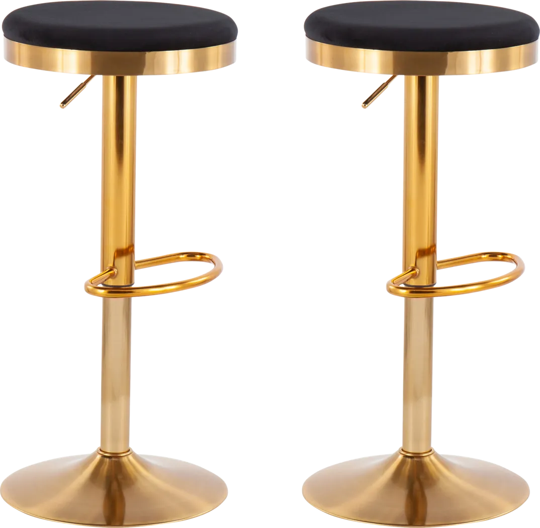 Foremere Black Velvet Swivel Barstool, Set of 2 - Thumbnail - Image 1