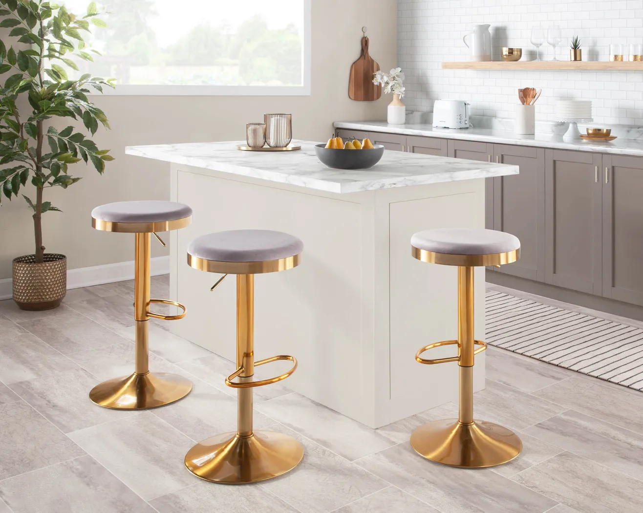 Foremere Silver Swivel Barstool, Set of 2 - Thumbnail - Image 6