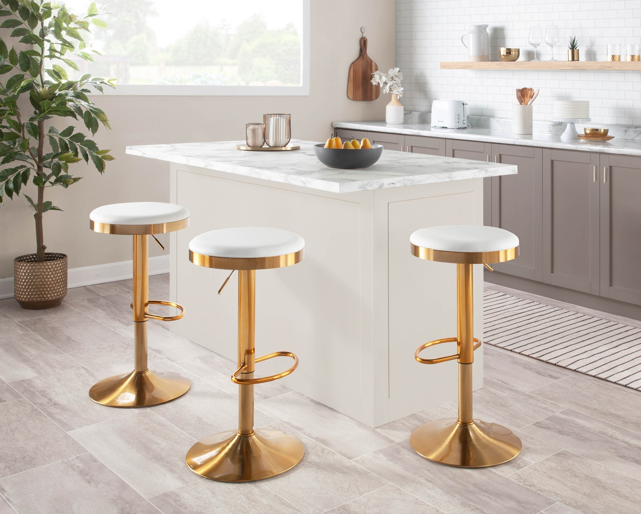 Foremere White Swivel Barstool, Set of 2 - Thumbnail - Image 6