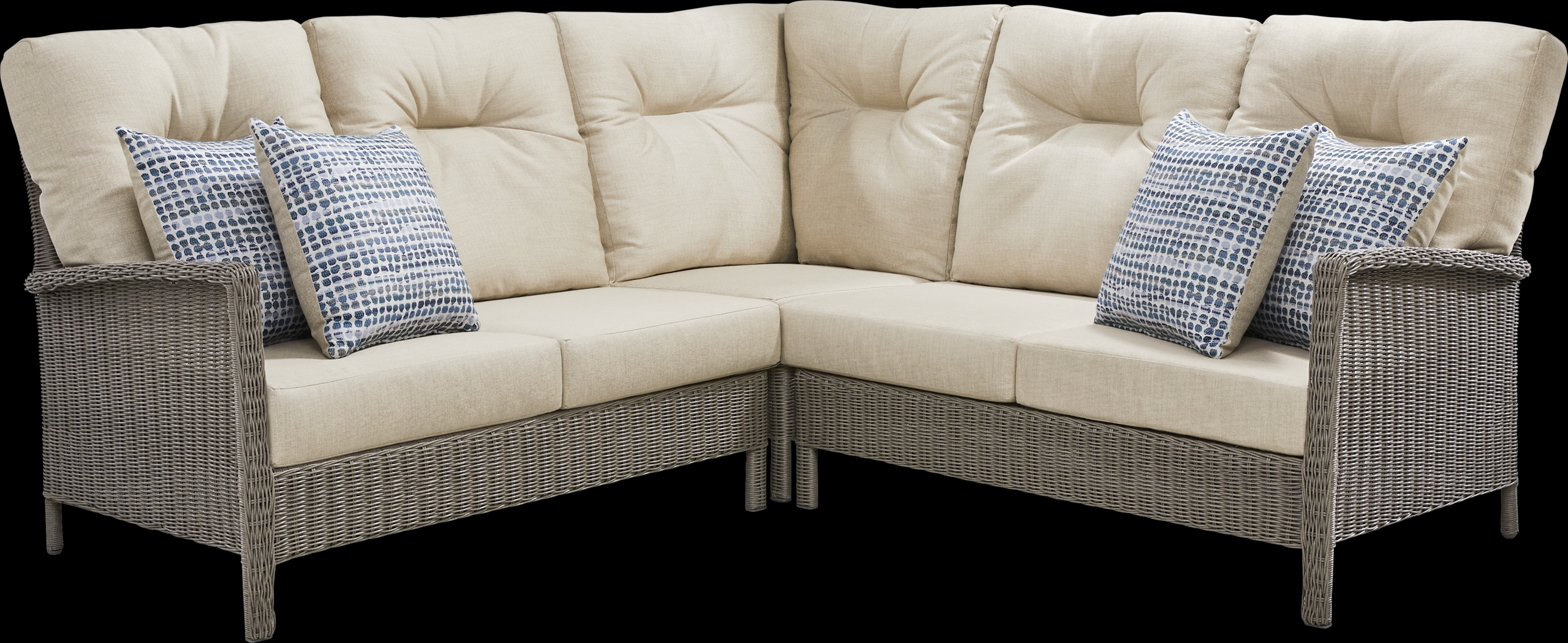 Forest Hills Gray 3 Pc Outdoor Sectional with Beige Cushions - Thumbnail - Image 1