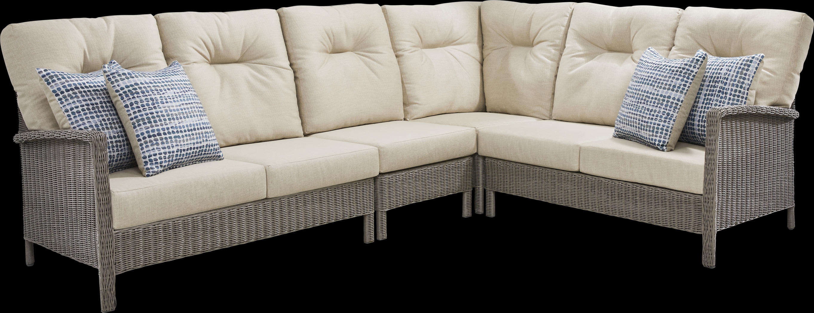 Forest Hills Gray 4 Pc Outdoor Sectional with Beige Cushions - Thumbnail - Image 1