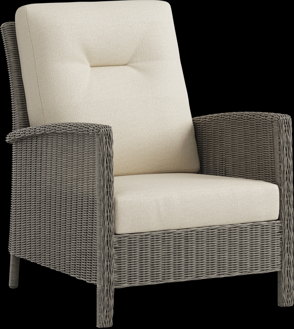 Forest Hills Gray Outdoor Club Chair with Beige Cushions - Thumbnail - Image 1
