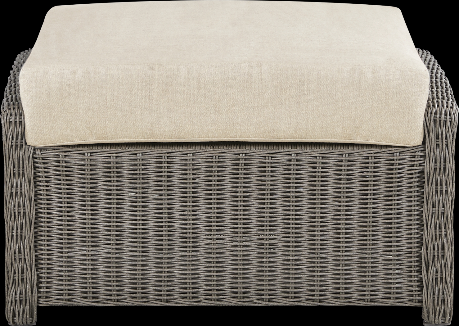 Forest Hills Gray Outdoor Ottoman with Beige Cushion - Thumbnail - Image 2