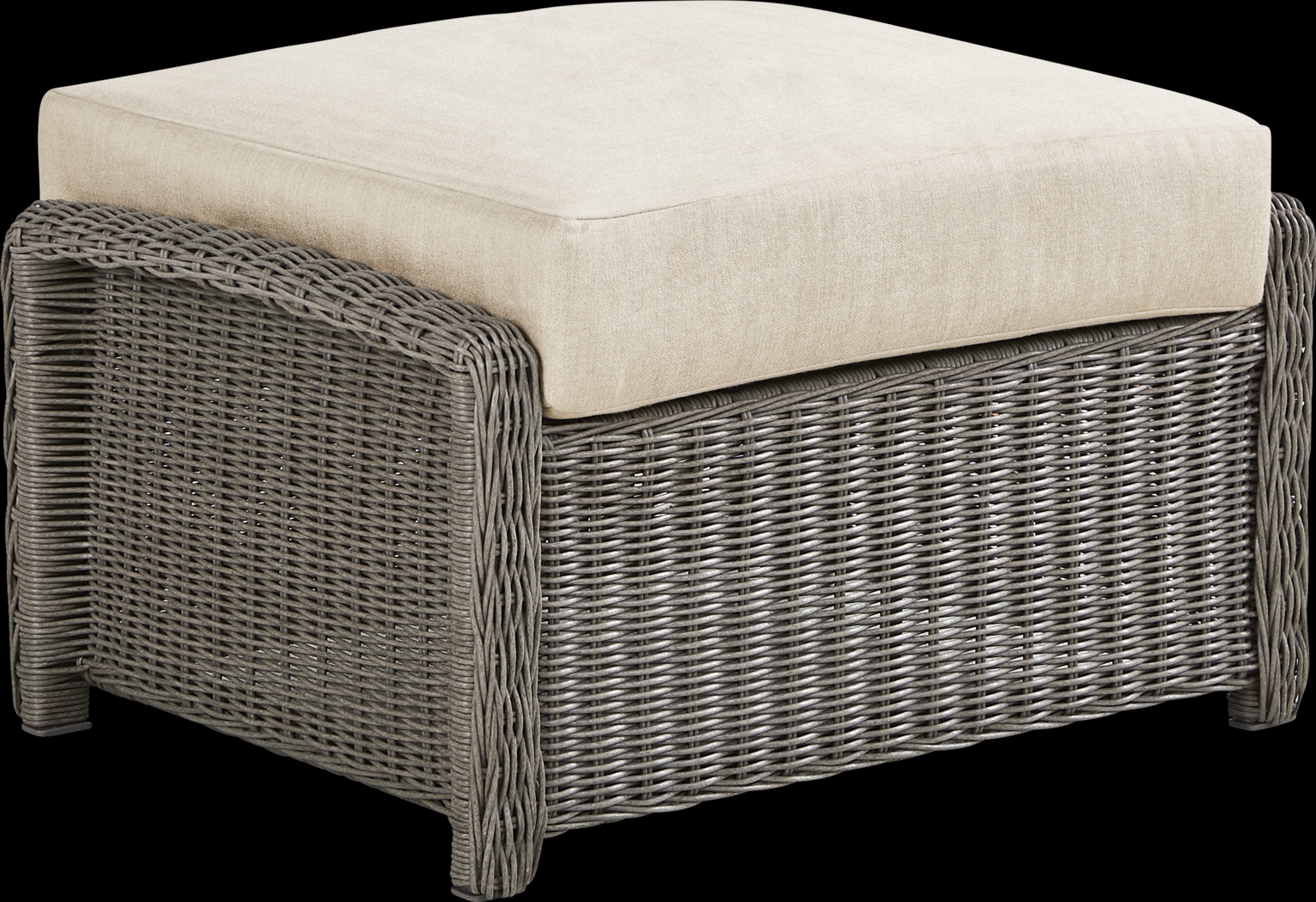 Forest Hills Gray Outdoor Ottoman with Beige Cushion - Thumbnail - Image 1