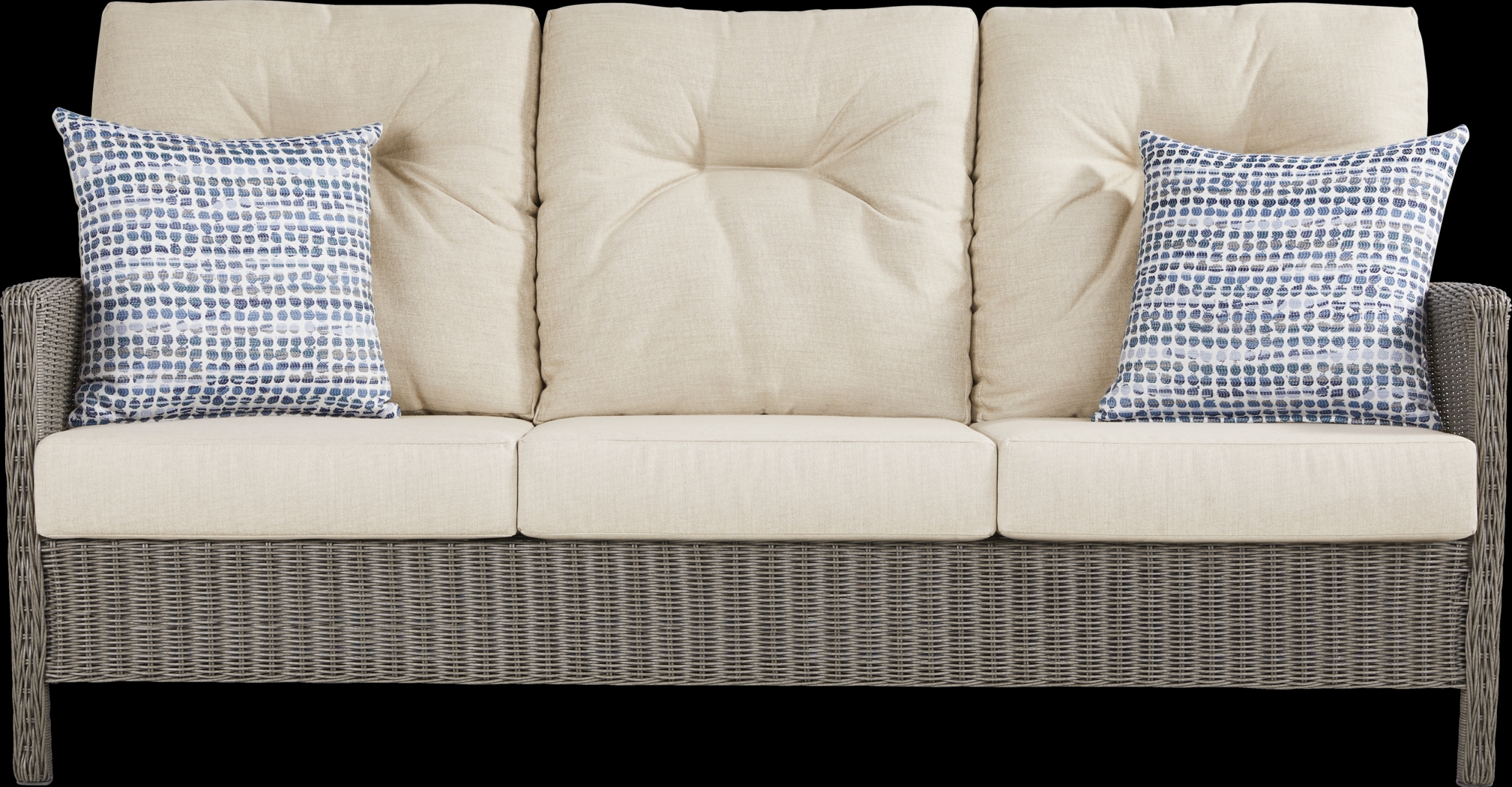 Forest Hills Gray Outdoor Sofa with Beige Cushions - Thumbnail - Image 1